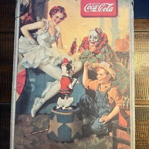 Coca-Cola 1990's tin sign with Ballerina/Clown/dog/boy